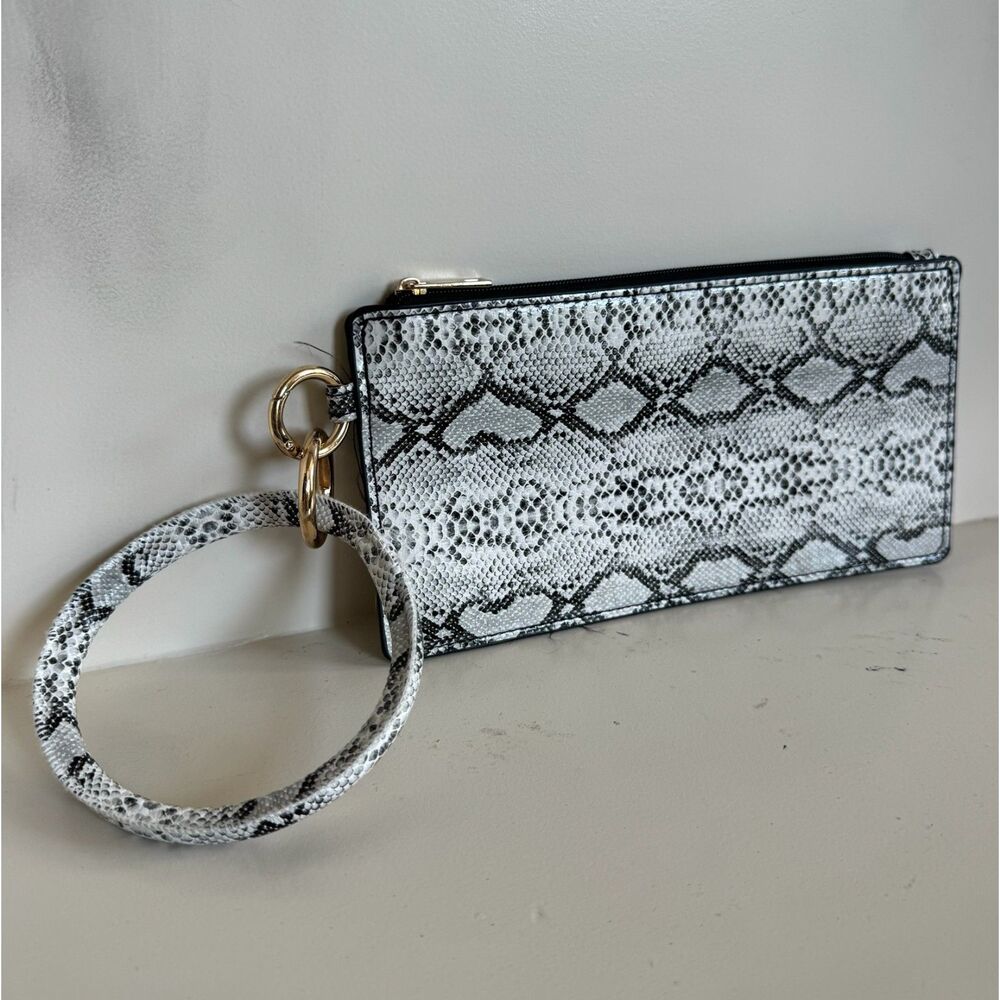 Wristlet Clutch Black and White Snake Print